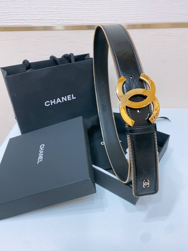 Chanel 24C 黄铜金属 进口亮面小牛皮 4.0Cm 手感柔软 精致腰带