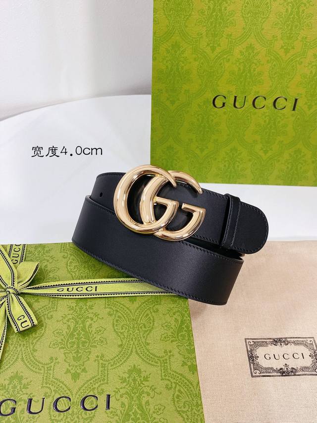 配全套包装礼盒 Gucci 原单腰带，定制进口原版皮，真空电镀扣头，修身百搭腰带，经典爆款，宽度4.0Cm