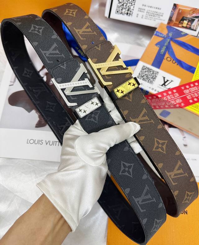 皮带：Lv..路易..威登顶级复刻- 腰带：原单品质百分百进口原厂头层牛皮，保证真皮。雕花设计.真空电镀.永不掉色.24K纯钢扣头层小牛皮系列双面可用专柜同等质