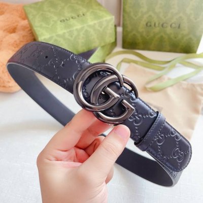 特 Gucci 古奇经典款，双面原厂小牛皮压花搭配精品五金腰带，正品规格 3.8Cm