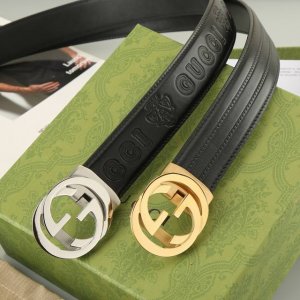 Gucci 头层牛皮自动带 宽3.5Cm 官网同步，不锈钢金属标识，适合商务低调人士！自动扣款式