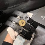 特 范思哲 宽4.0Cm 新款 经典款美杜莎头像黑色商务休闲款头层牛皮腰带
