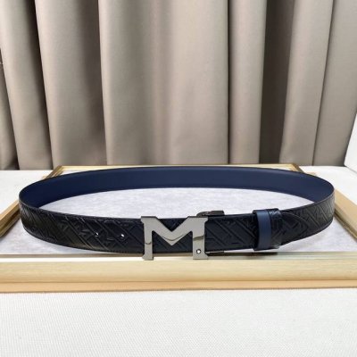 Montblan头层牛皮3.5Cm 年轻时髦！ 官网同步，纯铜金属标识。该皮带可调节，且能根据需要剪裁，达到修身效果。
