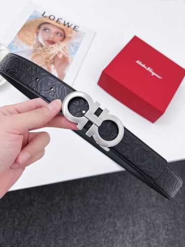 顶级原单复刻版 ，配送专柜全套礼盒包装进口原厂头层牛皮皮带 Ferragamo.菲拉格慕 支持nfc扫码 宽度3.5Cm 高级定制款男士腰带 双面进口牛皮 可双