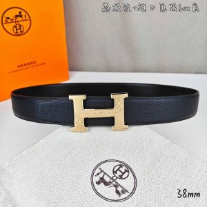 HermèS爱马仕 双头尖 双面原版 原单品质 进口头层牛皮 黑色荔枝纹搭配黑色平纹 寸半38Mm 配优质纯钢H 花纹金 银扣