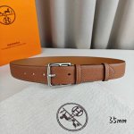 HermèS 爱马仕针扣皮带 顶级品质 进口头层牛皮 原厂荔枝纹面搭配土黄色平纹底 35Mm宽 配官网亮银 亮金扣