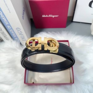 新款更新 菲拉格慕自动钢扣 宽度3.4Cm 推荐2026 男士皮带 原版压花头层牛皮 长度可裁剪 原版包装赠送