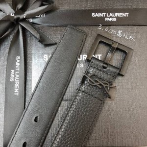 特 Ysl荔枝纹顶级小牛皮软腰带 3.0Cm方形针铜扣 非市场合金扣 Cassandre 标识腰带环