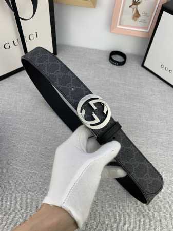 特 宽度4.0 Gucci 經典款G家花面带身头层皮底；搭配经典款旋转扣、採用精挑細選進口頂級牛皮，手感柔軟細膩！金白枪三色可选！ - 点击图像关闭