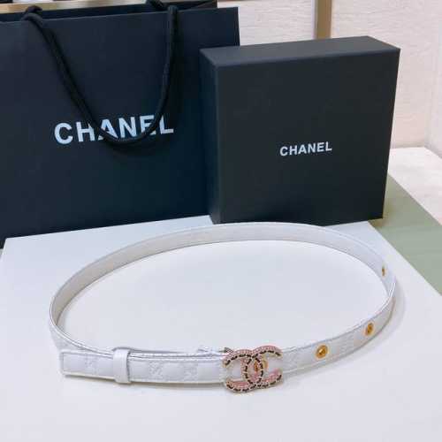 C Hanel 24S Cc 树脂 与 链节Logo字母搭扣 黄铜金属小羊皮菱格腰带 手感柔软 细腻 2.0Cm