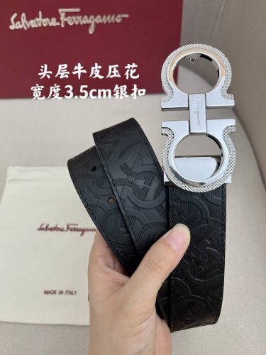 特 Ferragamo菲拉格慕男士专柜对版金属扣，头层牛皮双面外用腰带，商务通勤休闲场合均适合佩戴。3.5Cm