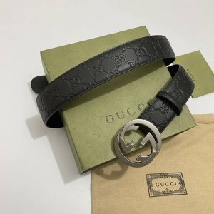 特 Gucci.古驰 全套包装 3.8Cm进口小牛皮压花, 专柜正品1:1完美复刻. 原版牛皮底, 采用热压印技术的Gucci Signature皮革精制而成，