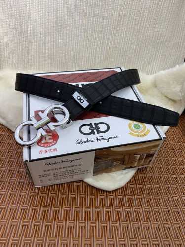 品名：菲拉格幕 原单皮带 材质：原单牛皮腰带 百分百头层牛皮腰带保证真皮，24K纯钢扣，专柜原单品质、做工精细，时尚大牌，送人自用首选 包装： 请认准如图专柜包