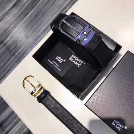 万宝龙 专柜款双面头层荔枝纹小牛皮。铜扣腰带，内衬头层皮底，双面可用 一面黑色一面咖啡色。皮带宽3.5Cm，搭配经典专柜款针扣，长度可自行裁剪，休闲商务百搭！送 - 点击图像关闭
