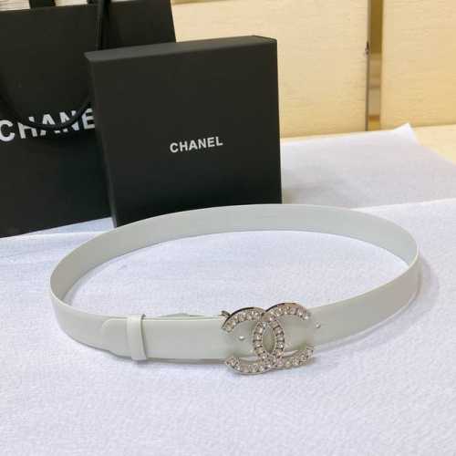 Chanel 23P Cc 水钻 金 与银 进口胎牛皮腰带 3.0Cm精品 精致 典雅