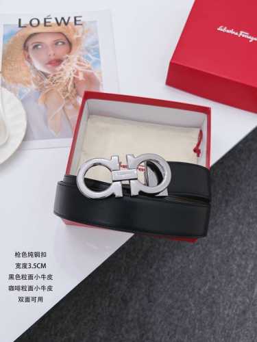 特 Ferragamo.菲拉格慕 全套包装 宽度3.5Cm 高级定制款男士皮带 双面进口牛皮 可双面使用 自行选择搭配 真材实料 很有质感 时尚经典不失风范 搭