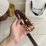 Celine 新款精品针扣女士腰带 意大利进口小牛皮 树膏夹层搭配复古鎏金铜扣 宽度2.5Cm