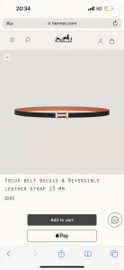 Hermes 女款 Focus Buckle & Reversible Leather Strap 3Mm