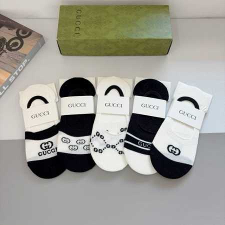 配包装 一盒5双 Gucci 古奇 Ins超火爆小单品袜子，纯棉面料，潮人必备 ，经典双G袜，个性时尚百搭款，你值得拥有哦 - 点击图像关闭
