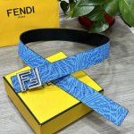 Fendl 芬迪 专柜同款 宽40Mm原版定制天蓝色Ffvertigo图案皮料 搭配Ff按钉钢扣 时尚潮流 经典百搭款