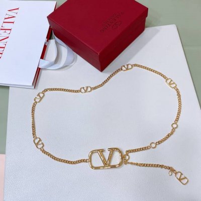 valentino Garavani Vlogo Signature黄铜金属链条腰带 配以迷你Vlogo细节 -淡金色调 -Vlogo Signature 开合