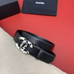 特 chanel 24c 珐琅 黑 与白 渐变logo铜扣 小牛皮腰带 双面头层牛皮 3.0cm