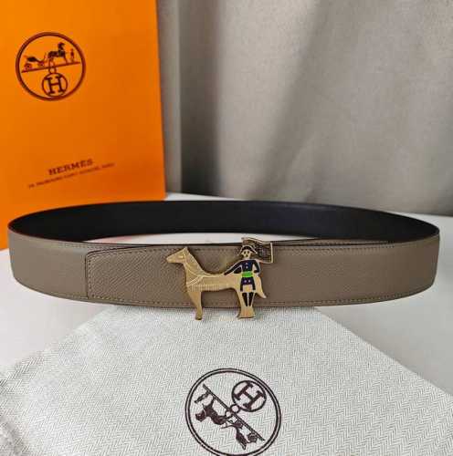 HermèS爱马仕 双头尖 两面手掌纹 定金品质 双面头层牛皮 寸半38Mm 配H新款珐琅亮金 银扣 顶级