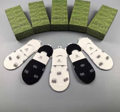 特 Gucci 古奇G家新品女款隐形袜子 一盒五双 提花经典标志，纯棉材质，超舒适超美腻大牌出街，潮人必备超好搭