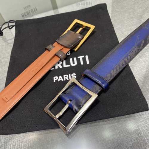 配原包装3.5宽Berluti 布鲁提 新款上新 最新款男士腰带，高端质感感受，顶级擦色小牛皮质感极好，五金Logo立体分明，欧美风格走马蜡线手工缝制，色泽高端