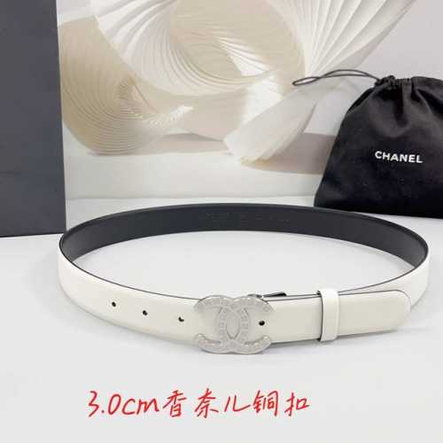 特 3.0Cm 香奈儿腰带，双面头层牛皮皮料，长度：.75.80.85.90.95.100欧，铜五金字母扣原版开模定制庆祝]