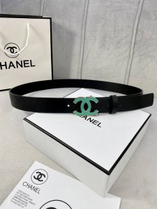 宽度3.0Cm Chanel 香奈儿 女士腰带皮带新款柔软的进口小牛皮金 银色磨胶金属钢扣。