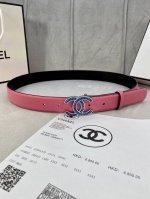 特 宽度3.0Cm Chanel 香奈儿 女士腰带皮带新款柔软的进口小牛皮金 银色方钻金属钢扣。