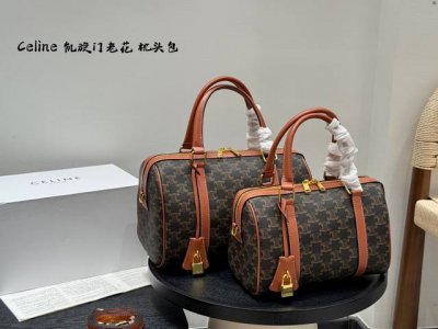 赛琳Celine瑟琳老花焦糖凯旋门波士顿包，枕头包手提 单肩 斜挎都 可~容量Nice日常轻松出街 四季搭配毫无压力，自重轻容量大 尺寸：小号25Cm 大号29