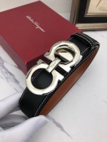 菲拉格慕：原单头层牛皮双面平纹带身，黑色与土黄双色一体：正反两面可用，搭配原单扣,原产皮料定制，专柜宽度3.5