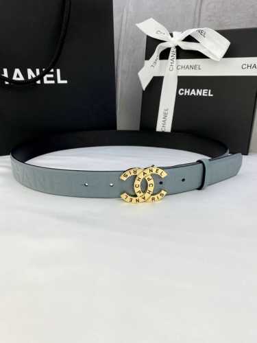 宽度3.0Cm Chanel 香奈儿 进口柔软小牛皮金 银色花纹金属精品钢扣。
