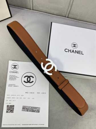 宽度3.0Cm Chanel 香奈儿 女士腰带 小牛皮 支持nfc芯片官方网站链接扫码验证、经典扣头 内侧cnc走光处理 边角手感圆润配有烤漆金属钢扣。 - 点击图像关闭