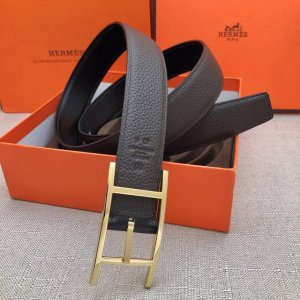 爱马仕针扣皮带 原单品质 进口头层牛皮 荔枝纹 咖啡色 32Mm宽 双面可用 配官网H金 银扣