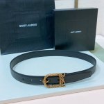 Saint Laurent 23圣罗兰女士腰带皮带 Cassandre仿鹿绒 原厂精密电渡扣头，意大利原厂皮，宽3.0代购级。