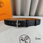 HermèS 爱马仕针扣皮带 顶级品质 进口头层牛皮 原厂荔枝纹面搭配土黄色平纹底 35Mm宽 配官网亮银 亮金扣