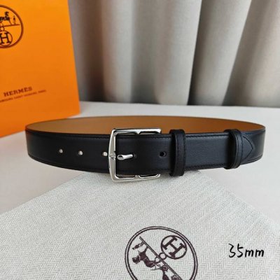 HermèS 爱马仕针扣皮带 顶级品质 进口头层牛皮 原厂荔枝纹面搭配土黄色平纹底 35Mm宽 配官网亮银 亮金扣