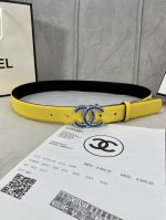 特 宽度3.0Cm Chanel 香奈儿 女士腰带皮带新款柔软的进口小牛皮金 银色方钻金属钢扣。