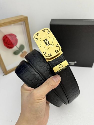 品名：万宝龙 Montblanc 自动带 材质：原单牛皮腰带 百分百头层牛皮腰带保证真皮，24K纯钢扣，专柜原单品质、做工精细，时尚大牌，送人自用首选 包装：