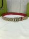 特 22200411 宽度4.0cm gucci 双面腰带，一侧为GG Supreme帆布，反面一侧为枣红色头层小牛皮。配以互扣式双G带扣。
