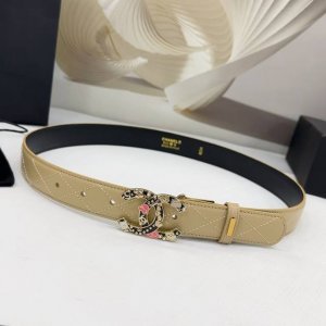 3.0Cm香奈儿腰带，双面头层牛皮皮料，长度：.75.80.85.90.95.100欧，彩色五金铜扣原版开模定制庆祝]