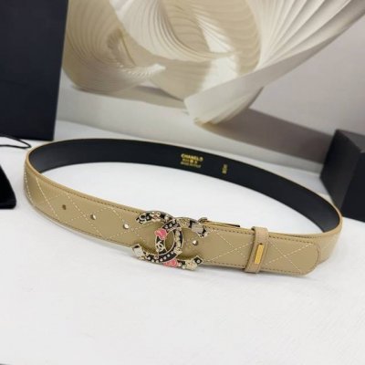 3.0Cm香奈儿腰带，双面头层牛皮皮料，长度：.75.80.85.90.95.100欧，彩色五金铜扣原版开模定制庆祝]
