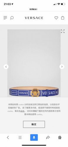 范思哲，宽4.0Cm，原单精品，3D美杜莎腰带扣-Barocco印花-材质，头层牛皮，此款光滑的Saffiano皮革腰带饰有Barocco印花。配有带3D美杜莎
