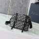 Dior Hit The Road 翻盖信使包 米色和黑色 Oblique 印花面料搭配黑色粒面牛皮革 编号:1Espo333Yky_H27E 尺寸：24×18