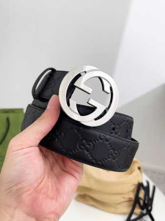 特 Gucci.古驰 全套包装 3.8Cm进口小牛皮压花, 专柜正品1:1完美复刻. 原版底皮, 采用热压印技术的Gucci Signature皮革精制而成，触 - 点击图像关闭