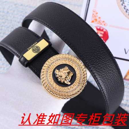 品名：Versace.范思哲原单 材料：百分百头层牛皮，保证真皮。24K纯钢扣双面可用专柜同等质量， 送人自用首选 包装： 请认准如图专柜包装，赠送打孔器，银联 - 点击图像关闭