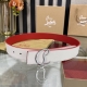 3.5宽christian Louboutin 男士ricky标志性徽标搭扣黑色腰带红色底，双面牛皮。